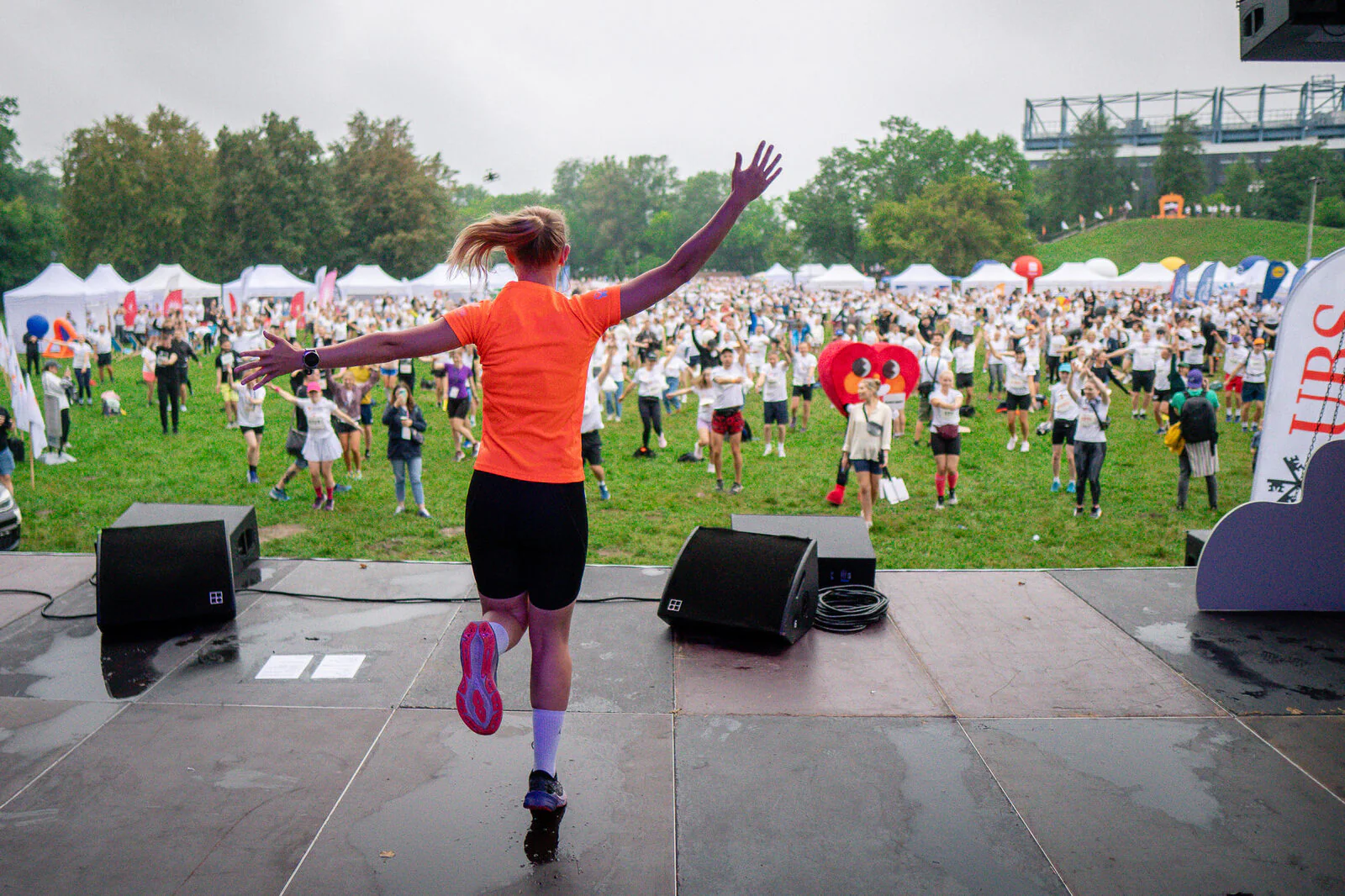 Leading the warm-up at Poland Business Run
